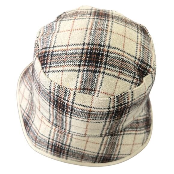 Steve Madden Wool Cotton Blend Reversible Plaid Faux Leather Bucket Hat Y2K - Picture 3 of 6
